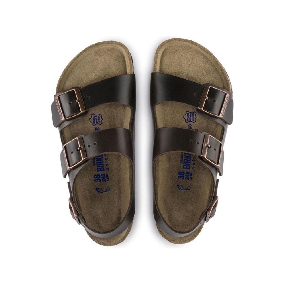 NEW Birkenstock Milano Soft Footbed Smooth Leather Amalfi Testa Di Moro Sandals - Picture 4 of 7